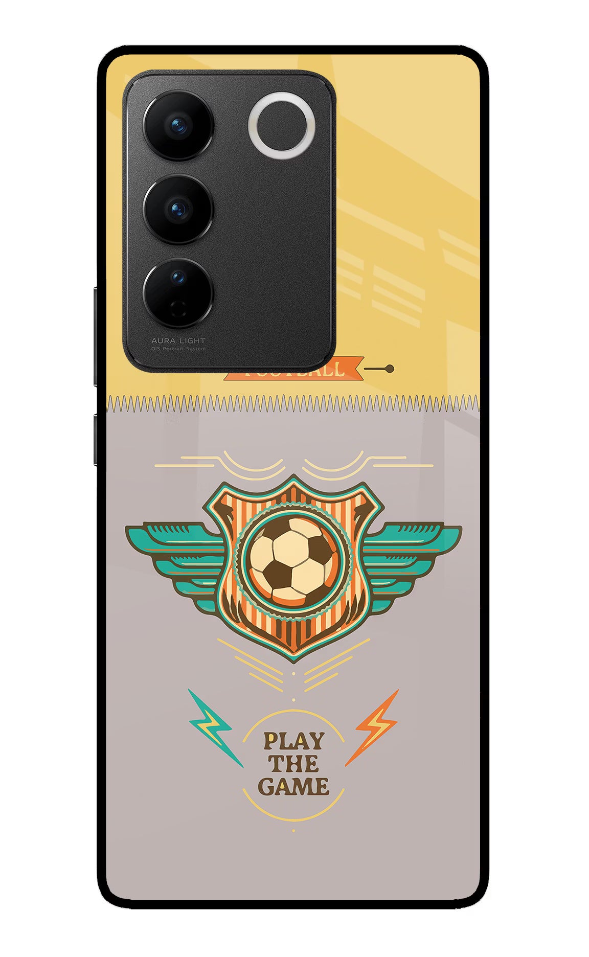 Football Vivo V27/V27 Pro Glass Case Back Cover by Casekaro