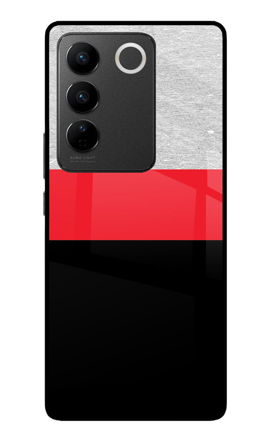 Tri Color Pattern Vivo V27/V27 Pro Glass Case