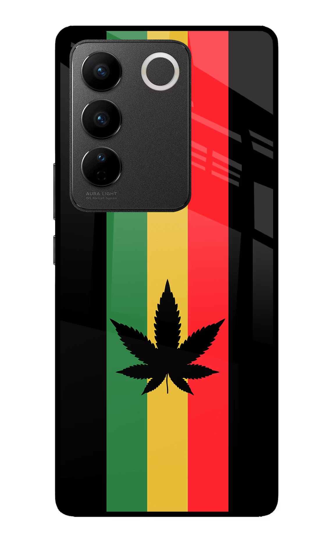 Weed Flag Vivo V27/V27 Pro Glass Case Back Cover by Casekaro