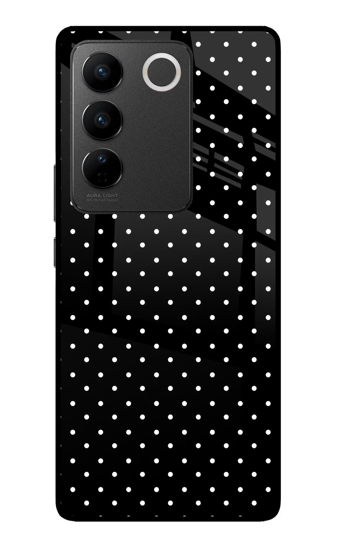 White Dots Vivo V27/V27 Pro Glass Case Back Cover by Casekaro