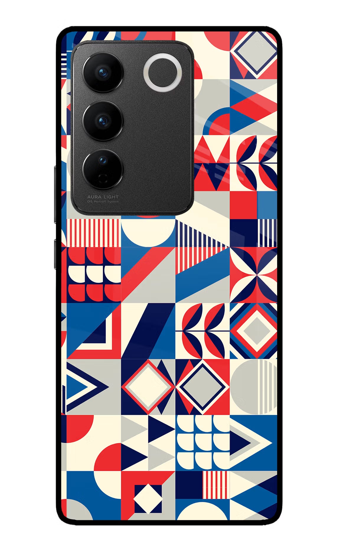 Colorful Pattern Vivo V27/V27 Pro Glass Case Back Cover by Casekaro