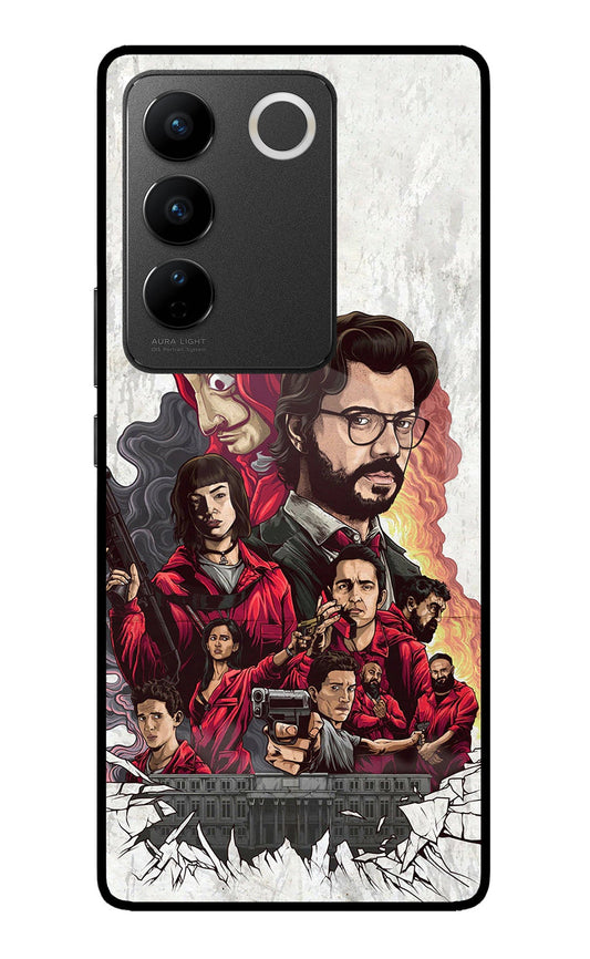 Money Heist Artwork Vivo V27/V27 Pro Glass Case