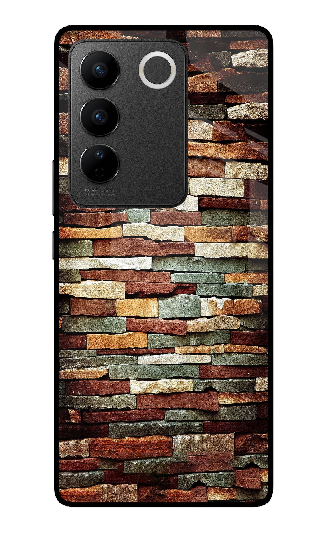 Bricks Pattern Vivo V27/V27 Pro Glass Case