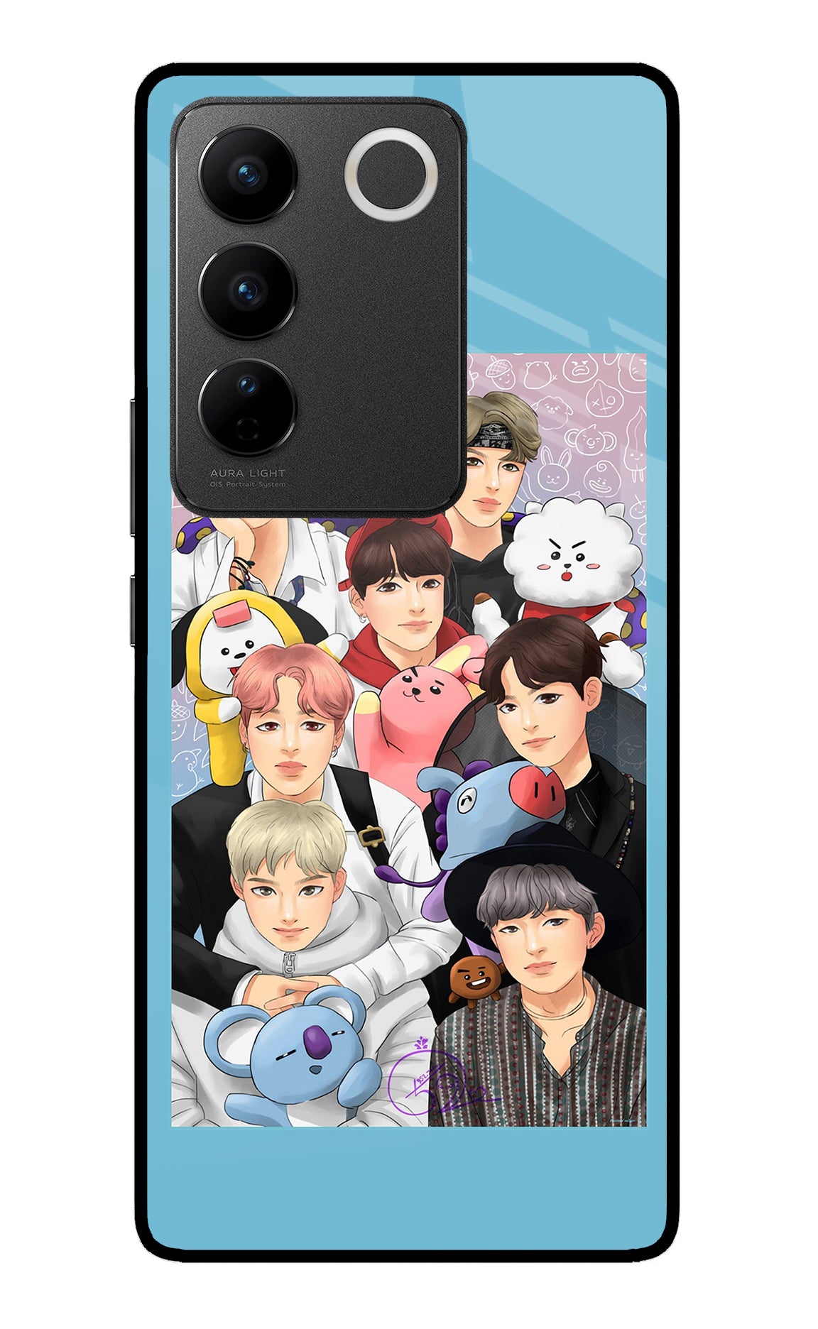 BTS with animals Vivo V27/V27 Pro Glass Case