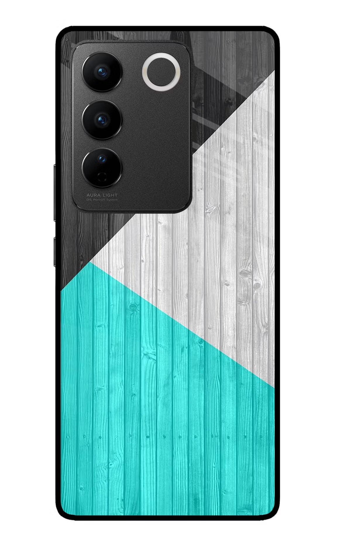 Wooden Abstract Vivo V27/V27 Pro Glass Case Back Cover by Casekaro