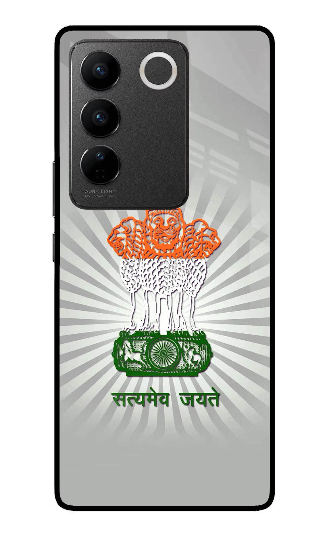 Satyamev Jayate Art Vivo V27/V27 Pro Glass Case Back Cover by Casekaro