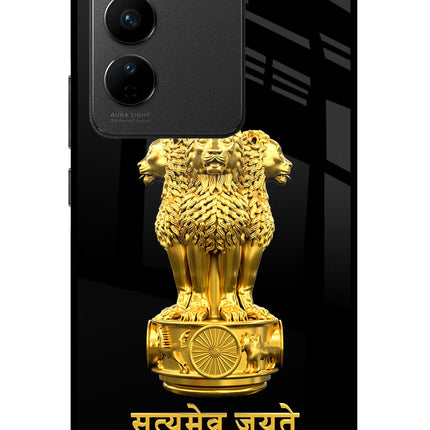 Satyamev Jayate Golden Vivo V27/V27 Pro Glass Case