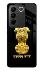 Satyamev Jayate Golden Vivo V27/V27 Pro Glass Case