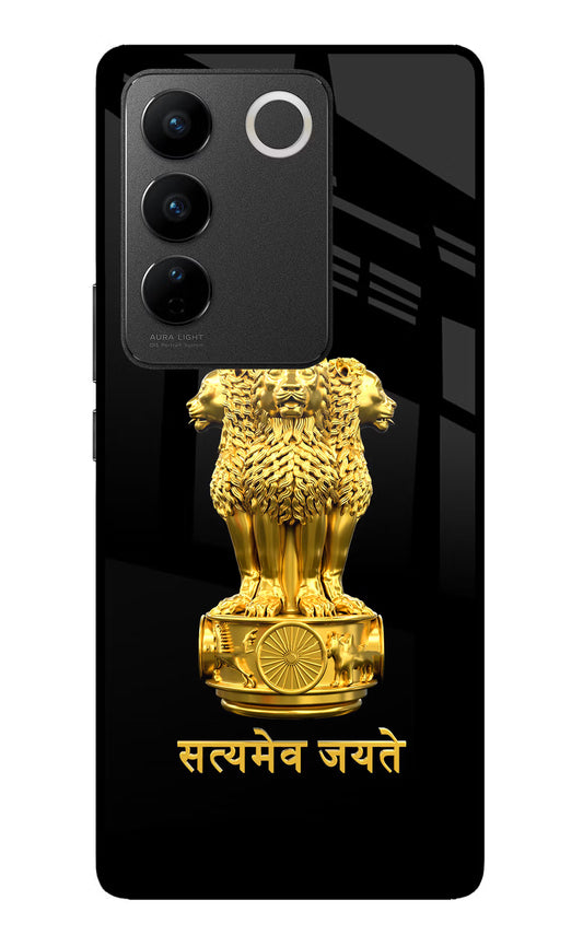 Satyamev Jayate Golden Vivo V27/V27 Pro Glass Case
