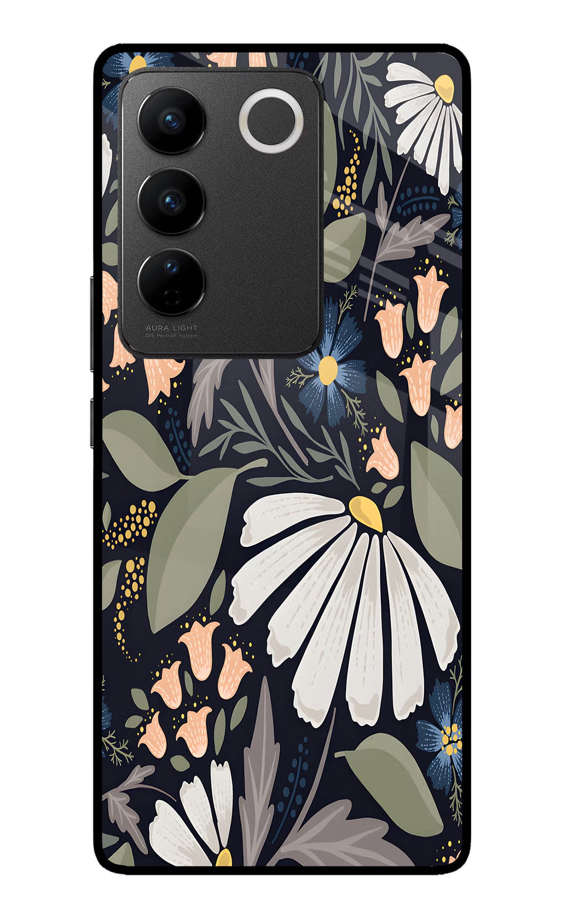 Flowers Art Vivo V27/V27 Pro Glass Case Back Cover by Casekaro