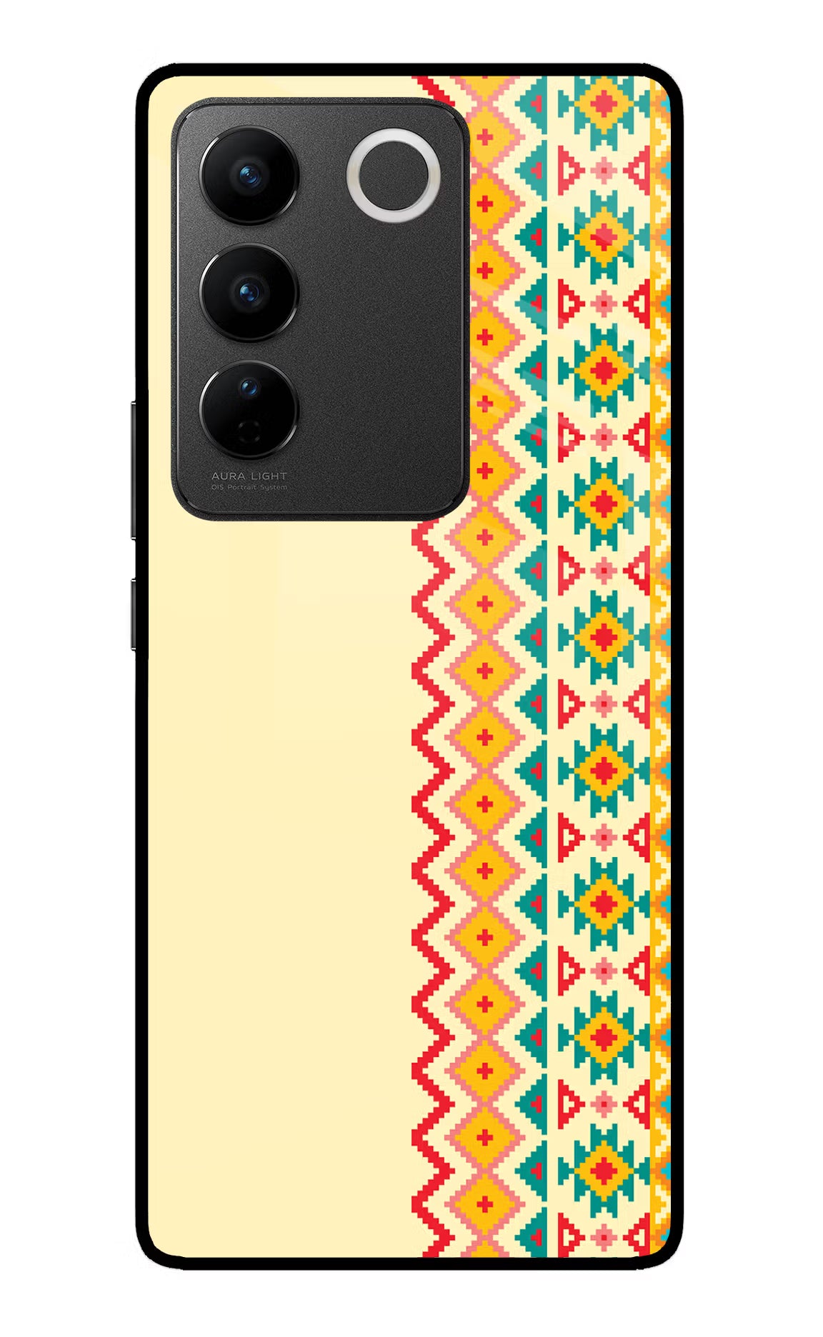 Ethnic Seamless Vivo V27/V27 Pro Glass Case Back Cover by Casekaro
