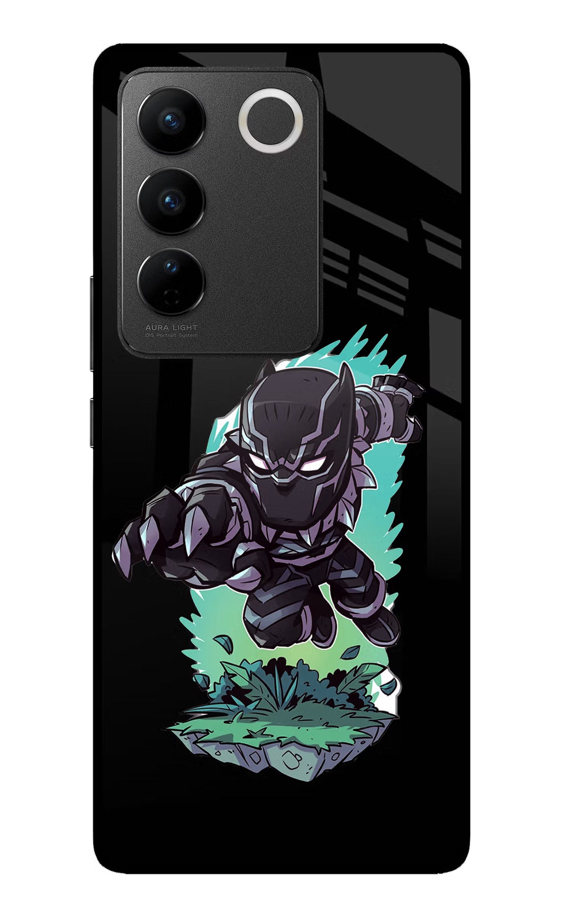 Black Panther Vivo V27/V27 Pro Glass Case Back Cover by Casekaro