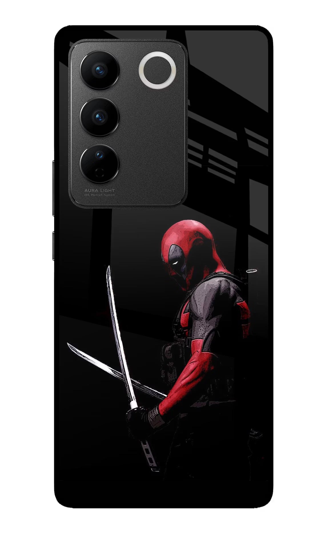 Deadpool Vivo V27/V27 Pro Glass Case Back Cover by Casekaro