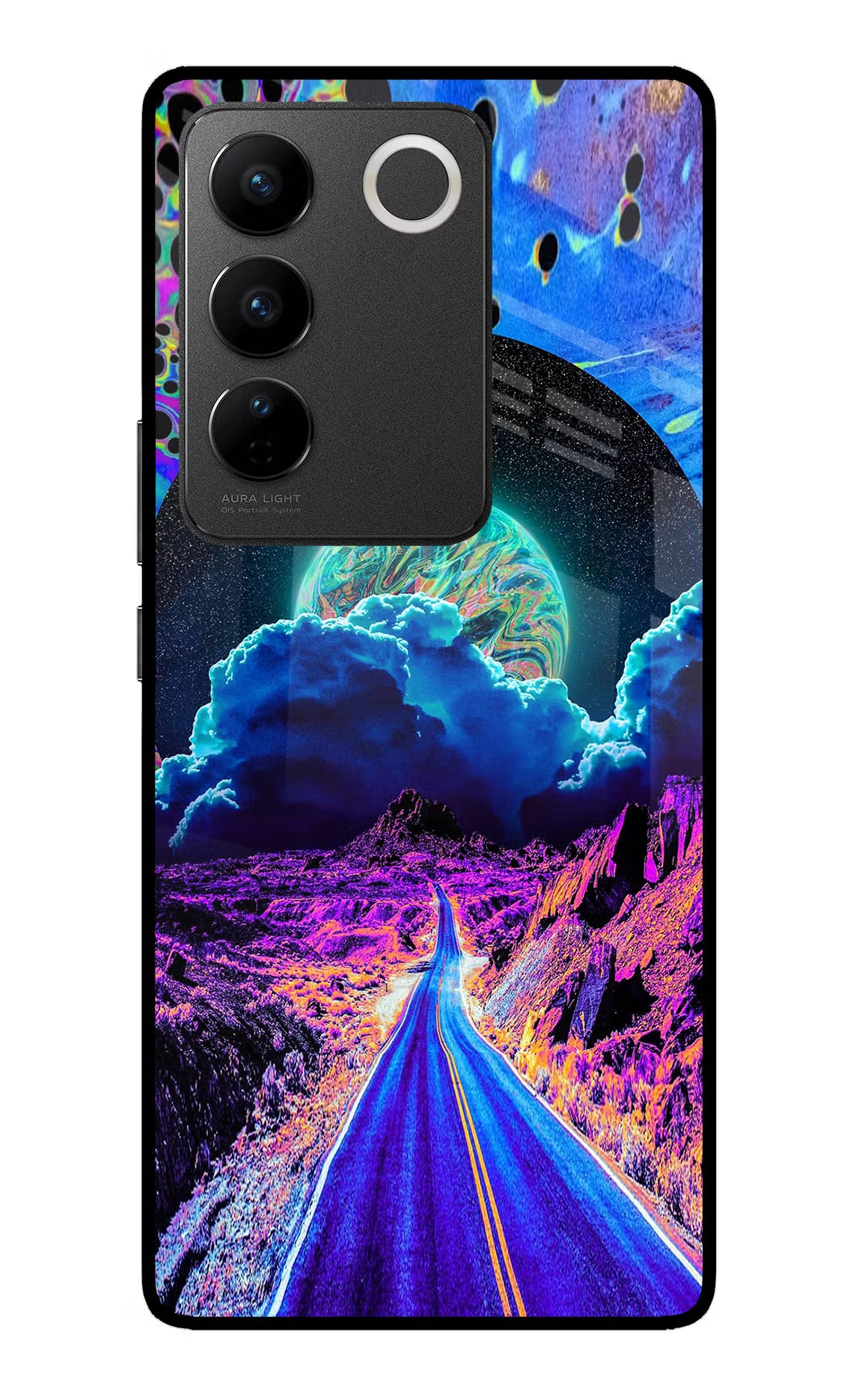 Psychedelic Painting Vivo V27/V27 Pro Glass Case Back Cover by Casekaro