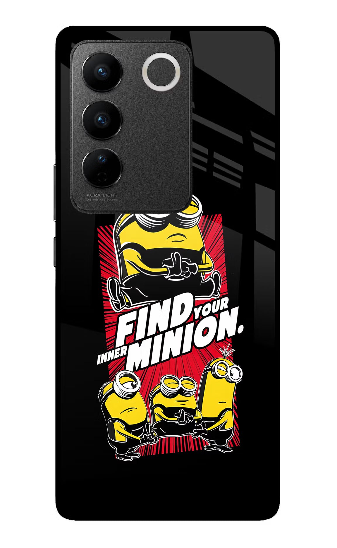 Find your inner Minion Vivo V27/V27 Pro Glass Case Back Cover by Casekaro