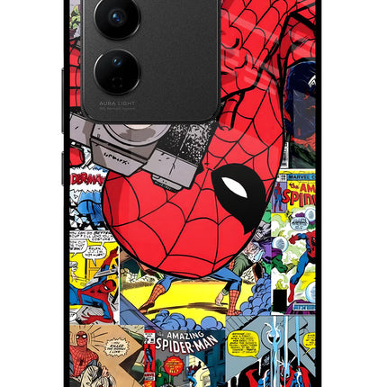 Spider Man Vivo V27/V27 Pro Glass Case Back Cover by Casekaro