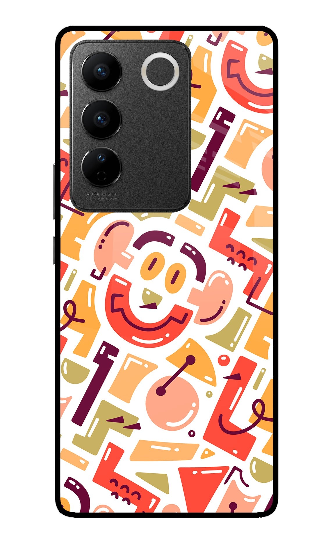 Doodle Pattern Vivo V27/V27 Pro Glass Case