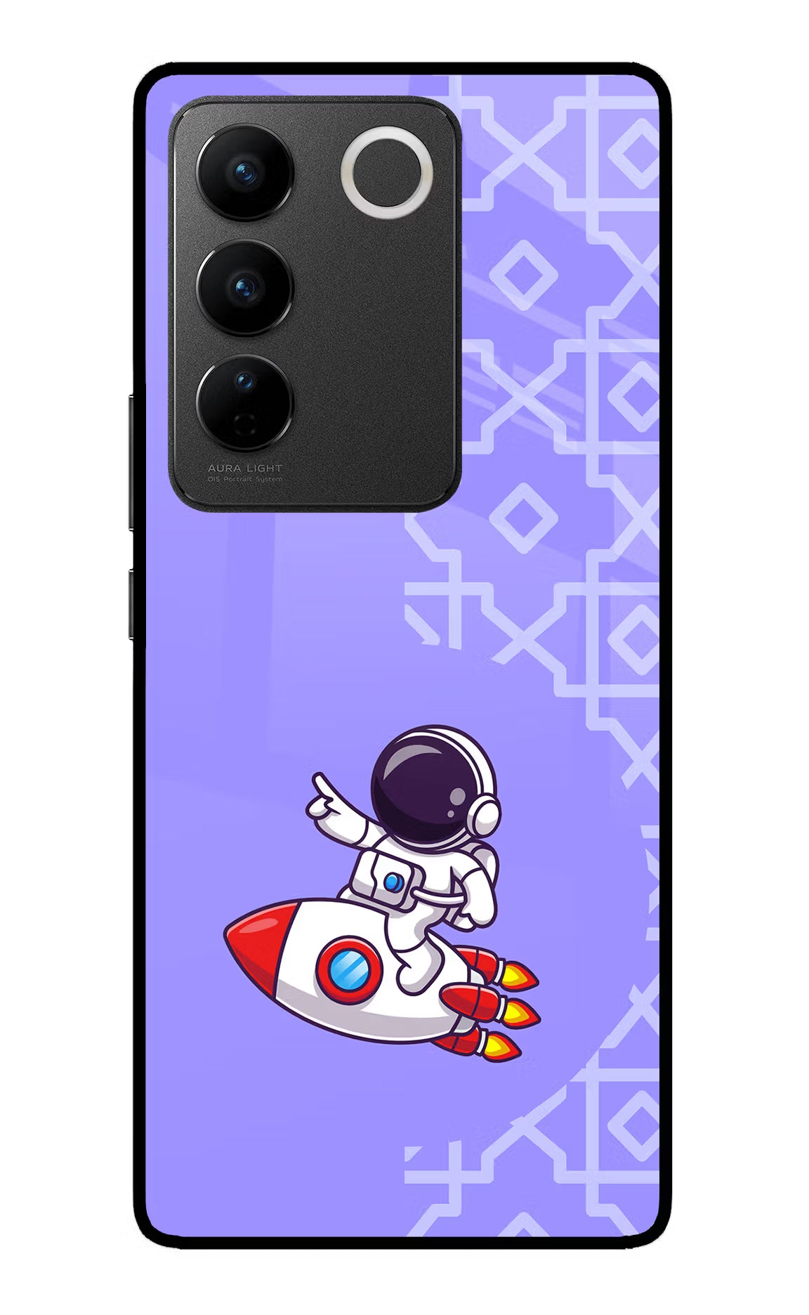 Cute Astronaut Vivo V27/V27 Pro Glass Case Back Cover by Casekaro