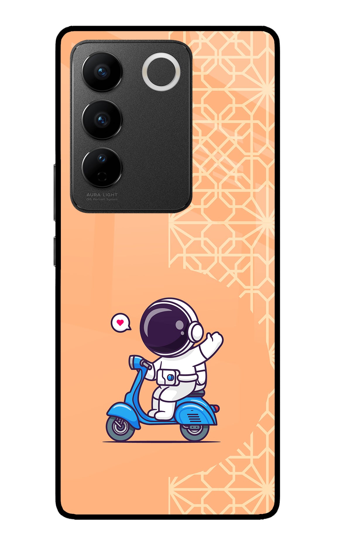 Cute Astronaut Riding Vivo V27/V27 Pro Glass Case