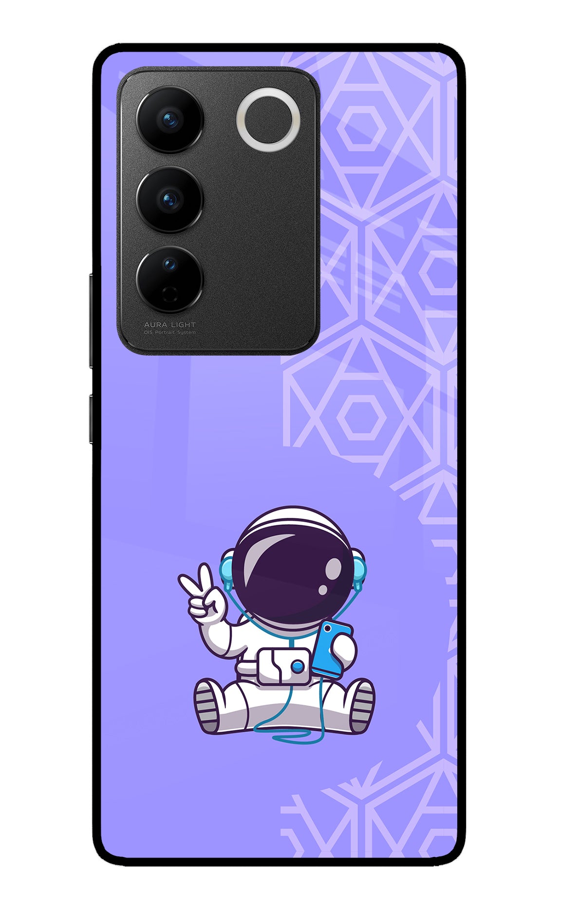 Cute Astronaut Chilling Vivo V27/V27 Pro Glass Case