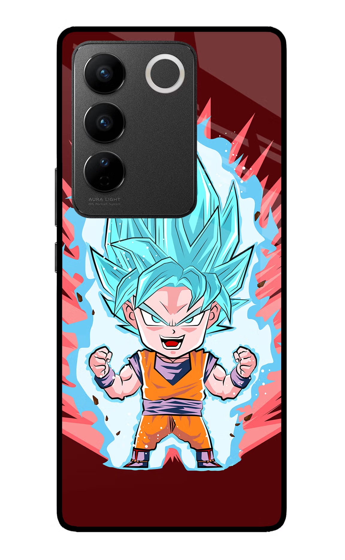 Goku Little Vivo V27/V27 Pro Glass Case Back Cover by Casekaro