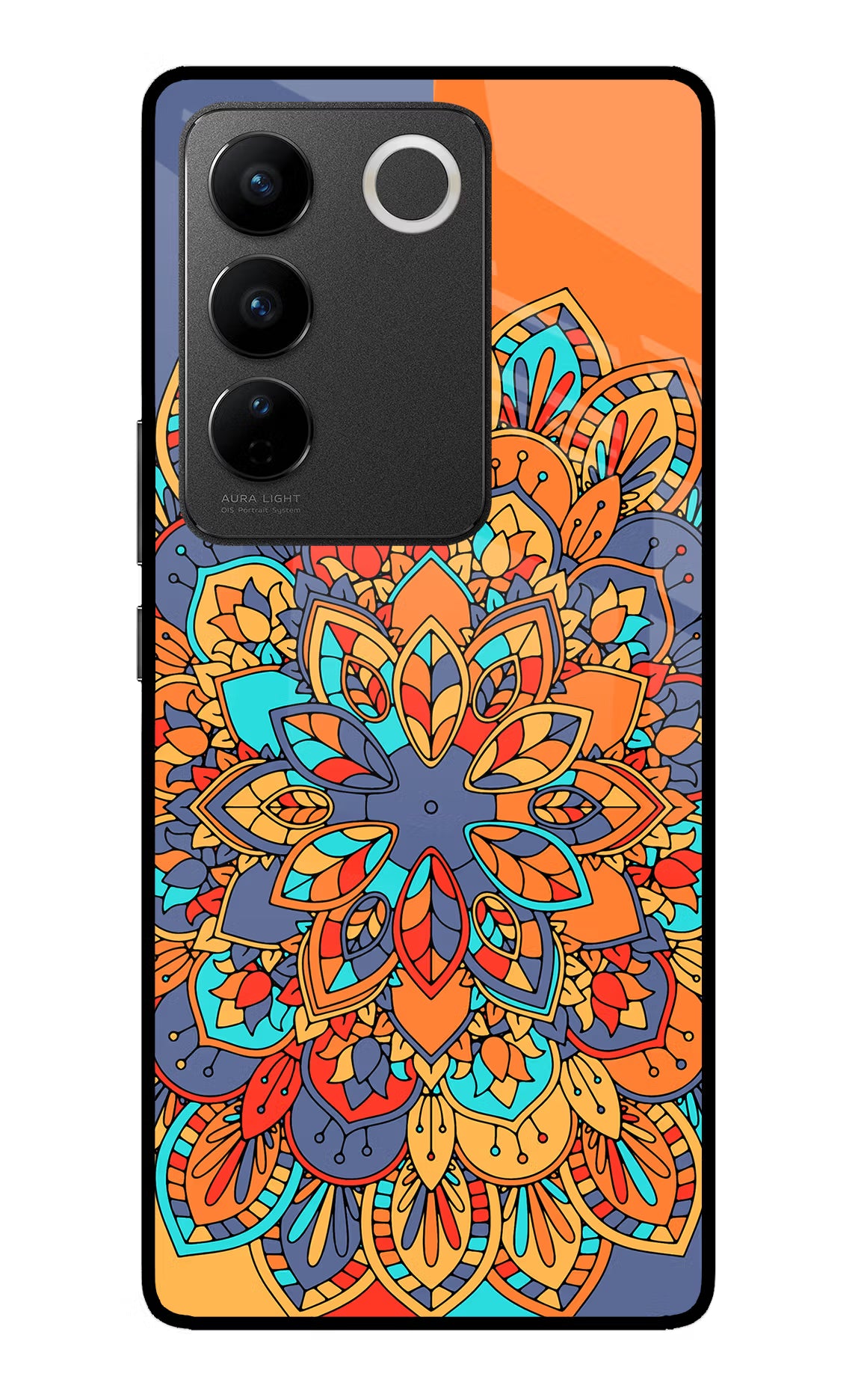 Color Mandala Vivo V27/V27 Pro Glass Case Back Cover by Casekaro
