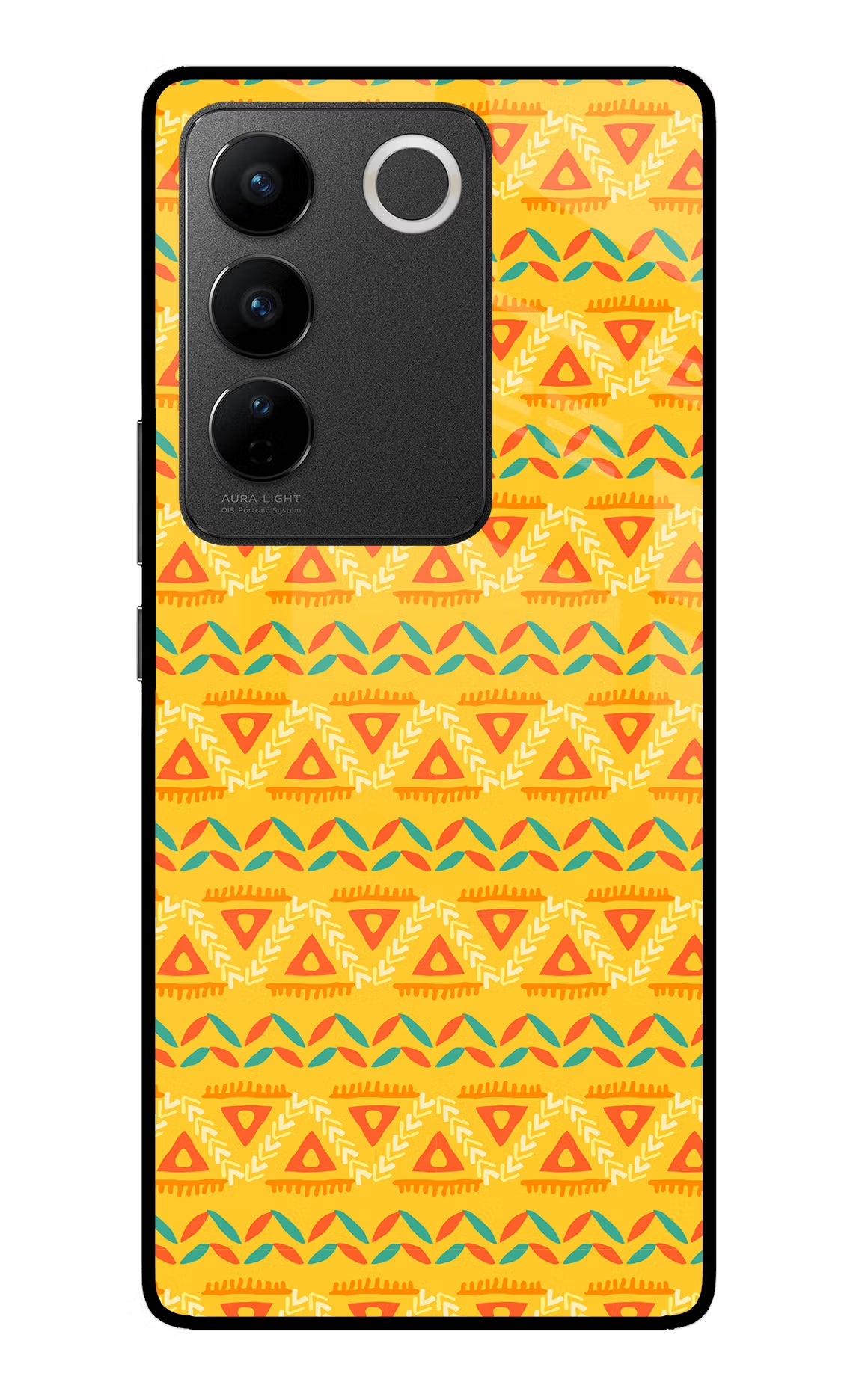 Tribal Pattern Vivo V27/V27 Pro Glass Case Back Cover by Casekaro
