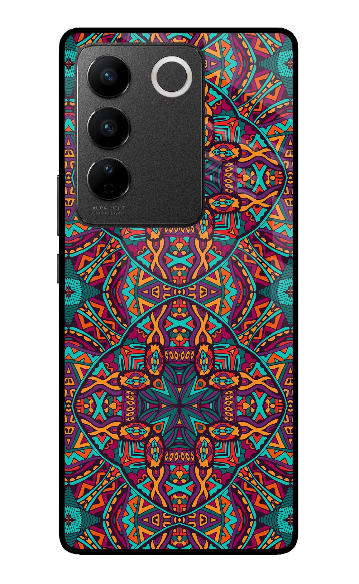Colour Mandala Vivo V27/V27 Pro Glass Case Back Cover by Casekaro
