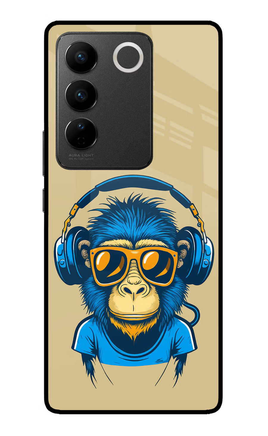 Monkey Headphone Vivo V27/V27 Pro Back Cover, Glass case