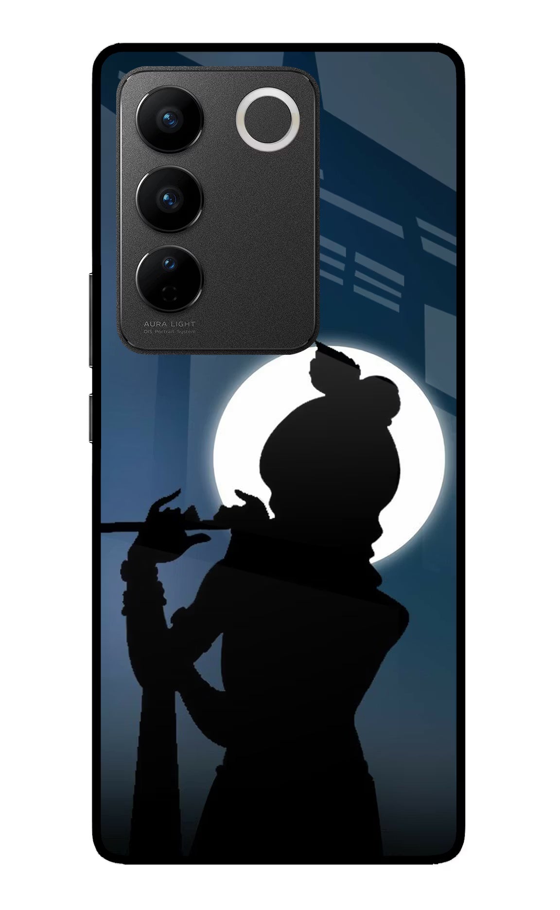 Shri Krishna Silhouette Vivo V27/V27 Pro Glass Case Back Cover by Casekaro