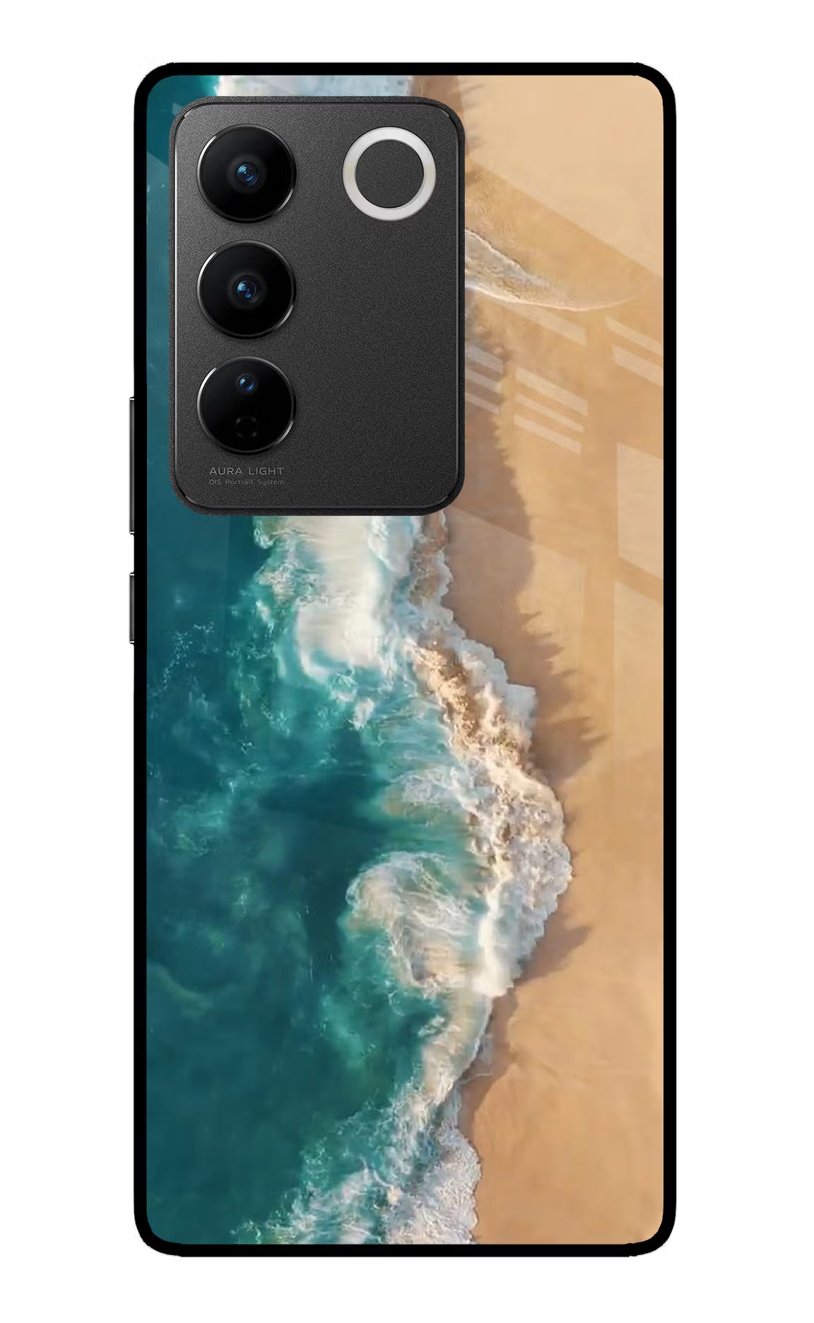 Ocean Beach Vivo V27/V27 Pro Glass Case Back Cover by Casekaro
