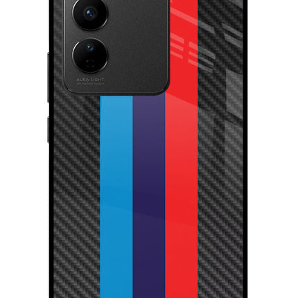 BMW Stripes Pattern Vivo V27/V27 Pro Glass Case Back Cover by Casekaro