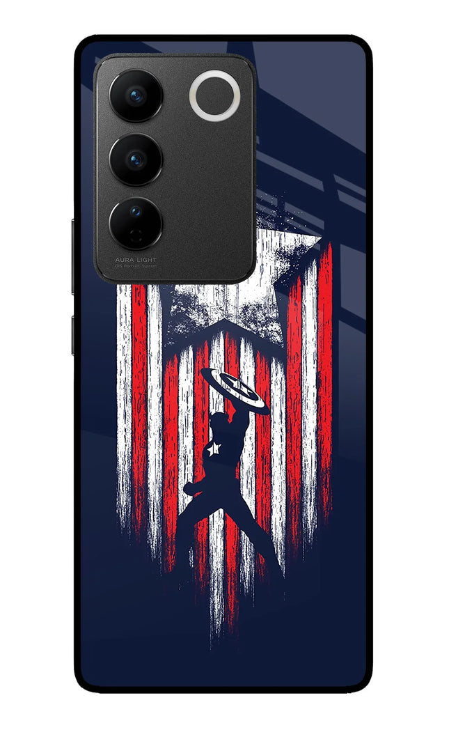 Captain America Marvel Art Vivo V27/V27 Pro Glass Case