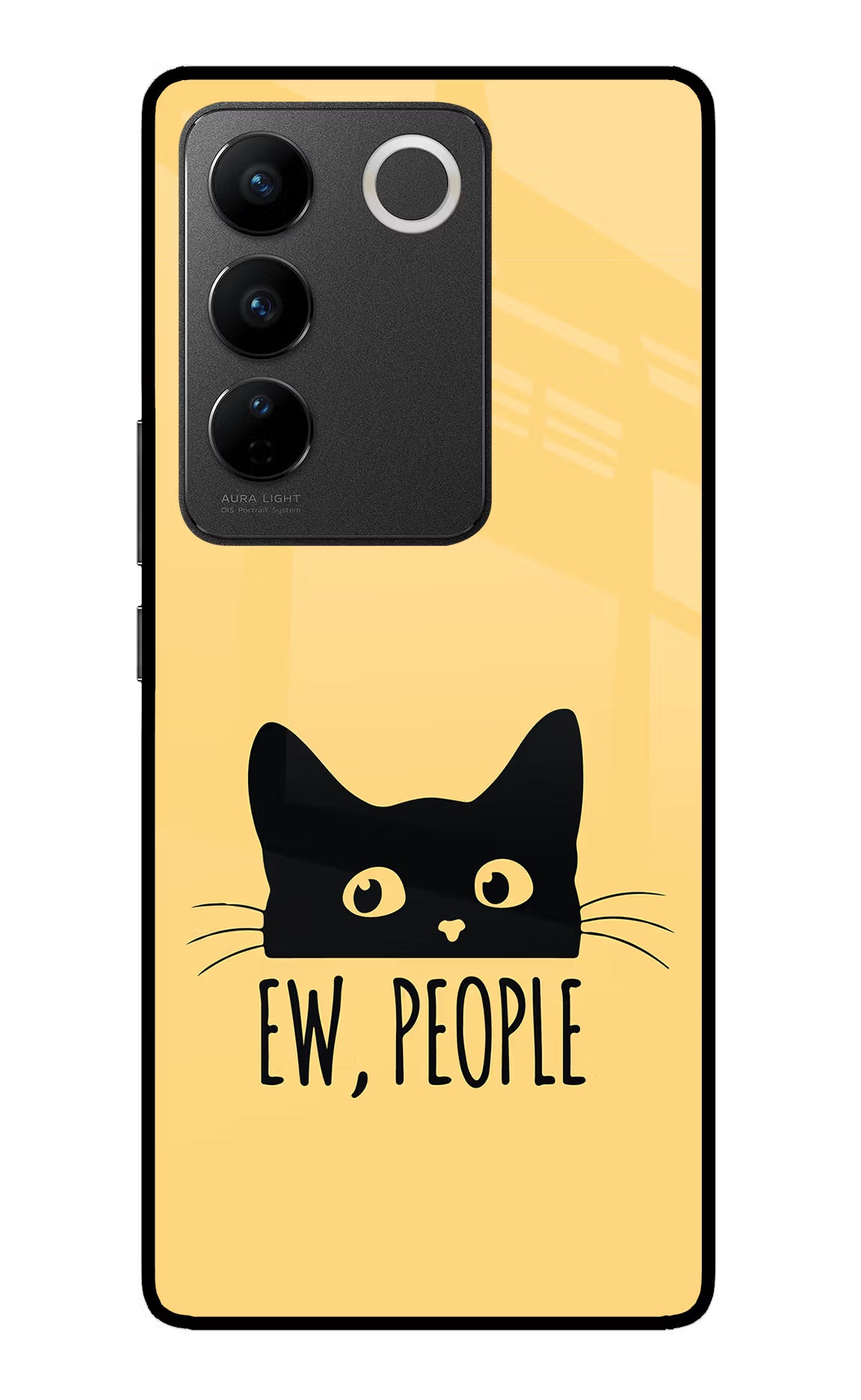 Ew People Catitude Vivo V27/V27 Pro Glass Case Back Cover by Casekaro