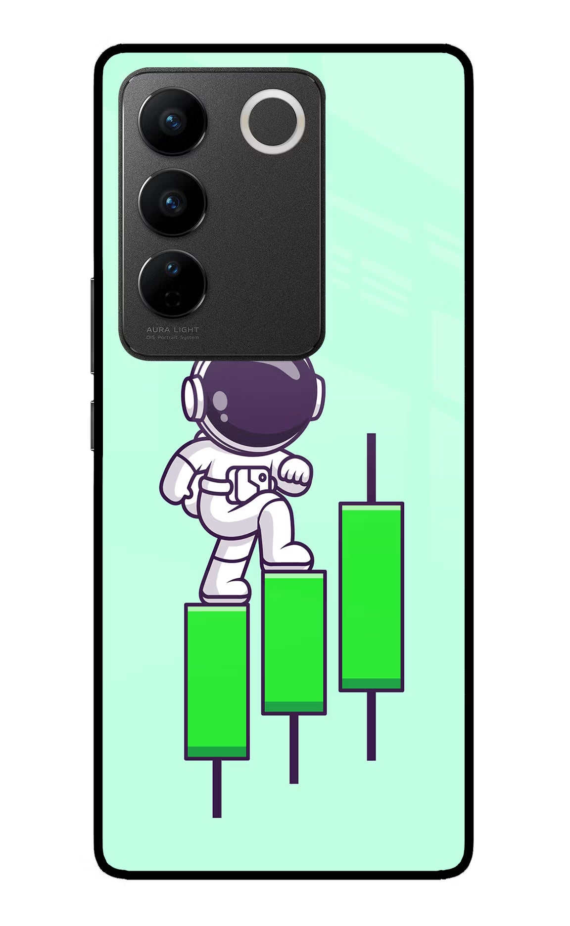 Astronaut Trader Vivo V27/V27 Pro Glass Case Back Cover by Casekaro