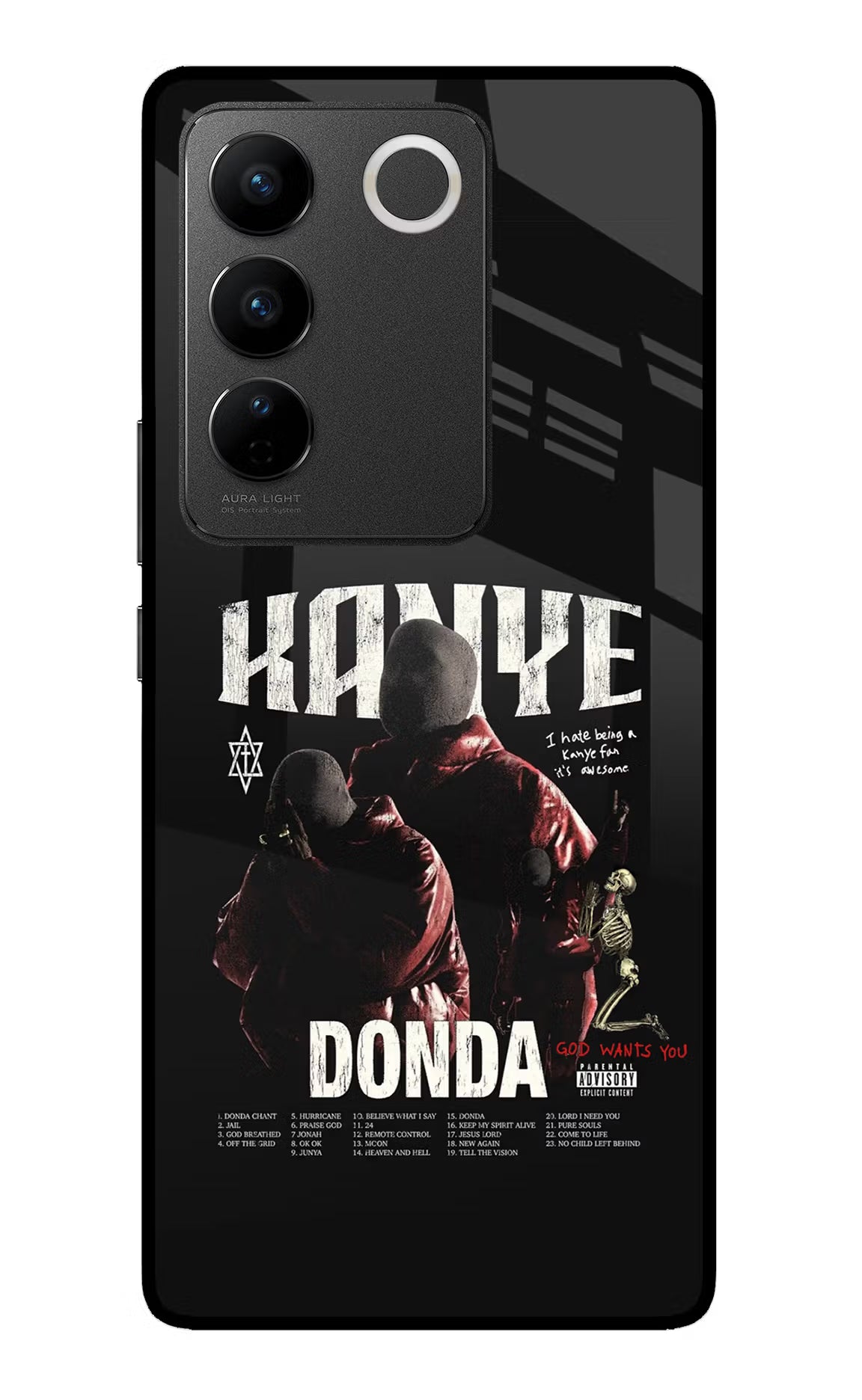 Donda Kanye West Vivo V27/V27 Pro Glass Case Back Cover by Casekaro