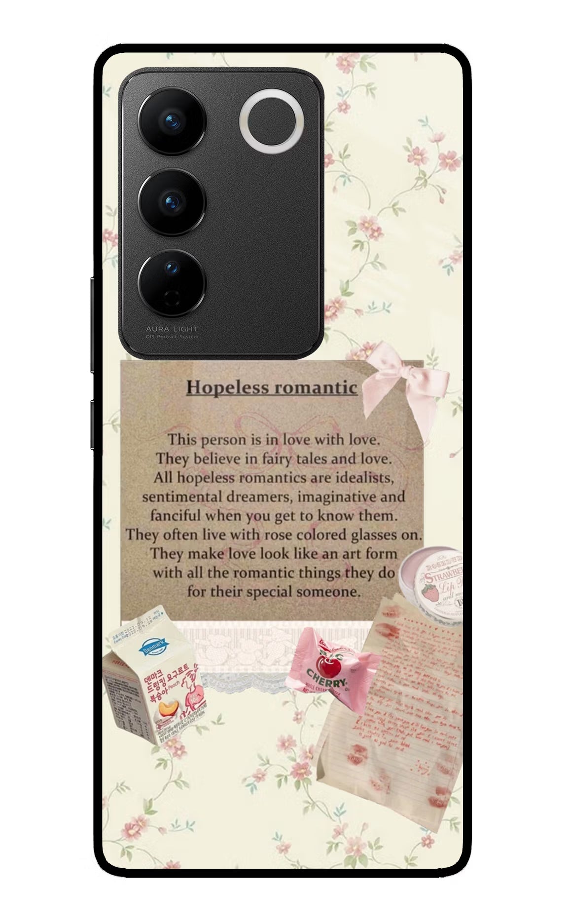 Hopeless Romantic Vivo V27/V27 Pro Glass Case Back Cover by Casekaro