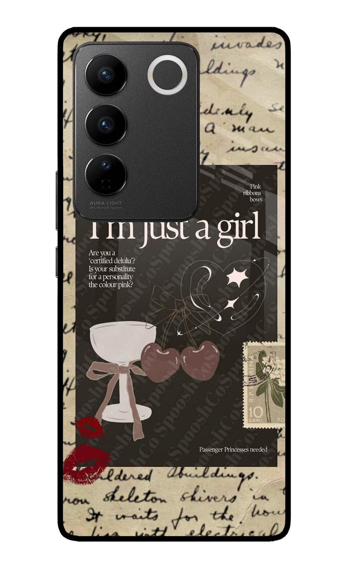 I am just a girl Vivo V27/V27 Pro Glass Case Back Cover by Casekaro