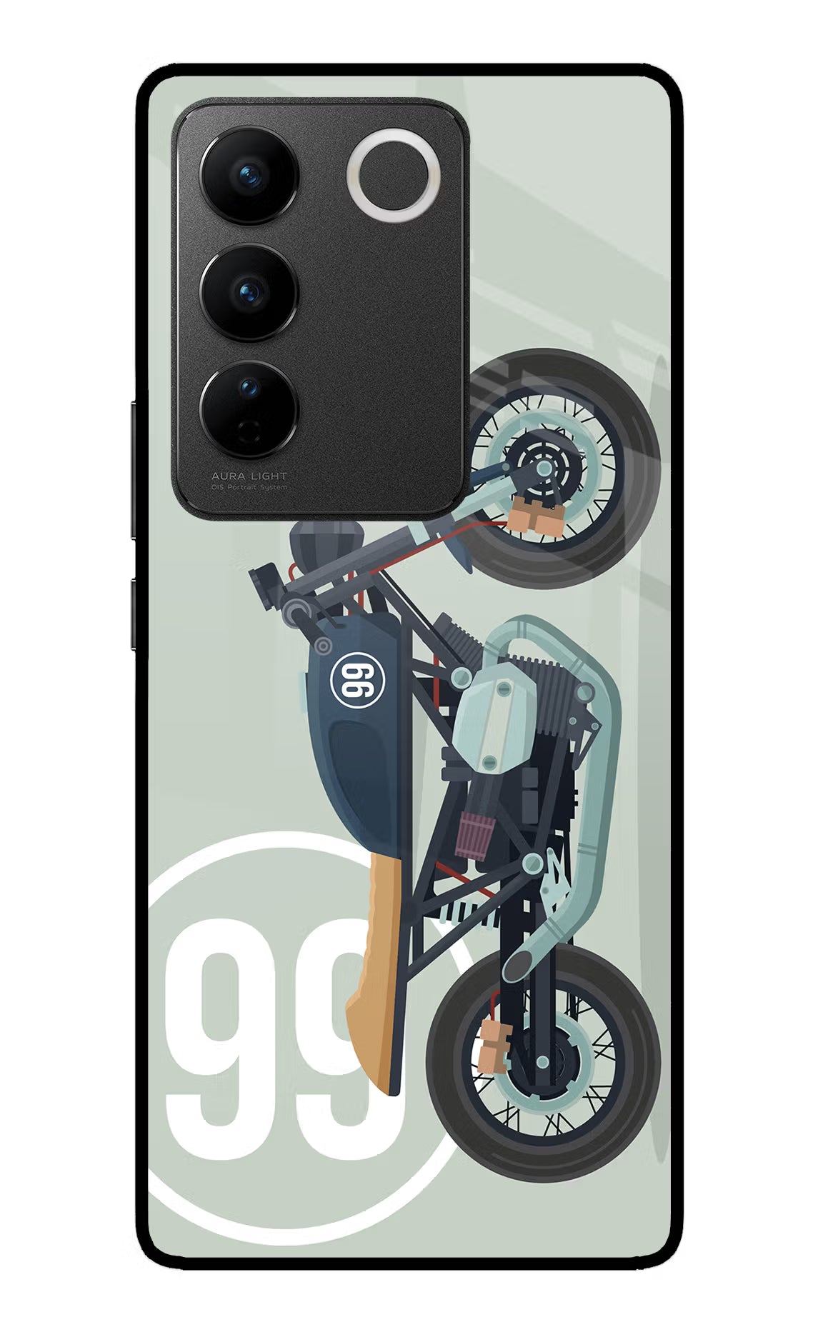 Classic Cafe Racer 99 Vivo V27/V27 Pro Glass Case Back Cover by Casekaro
