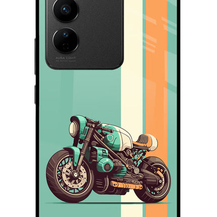 Striped Moto Drift Vivo V27/V27 Pro Glass Case
