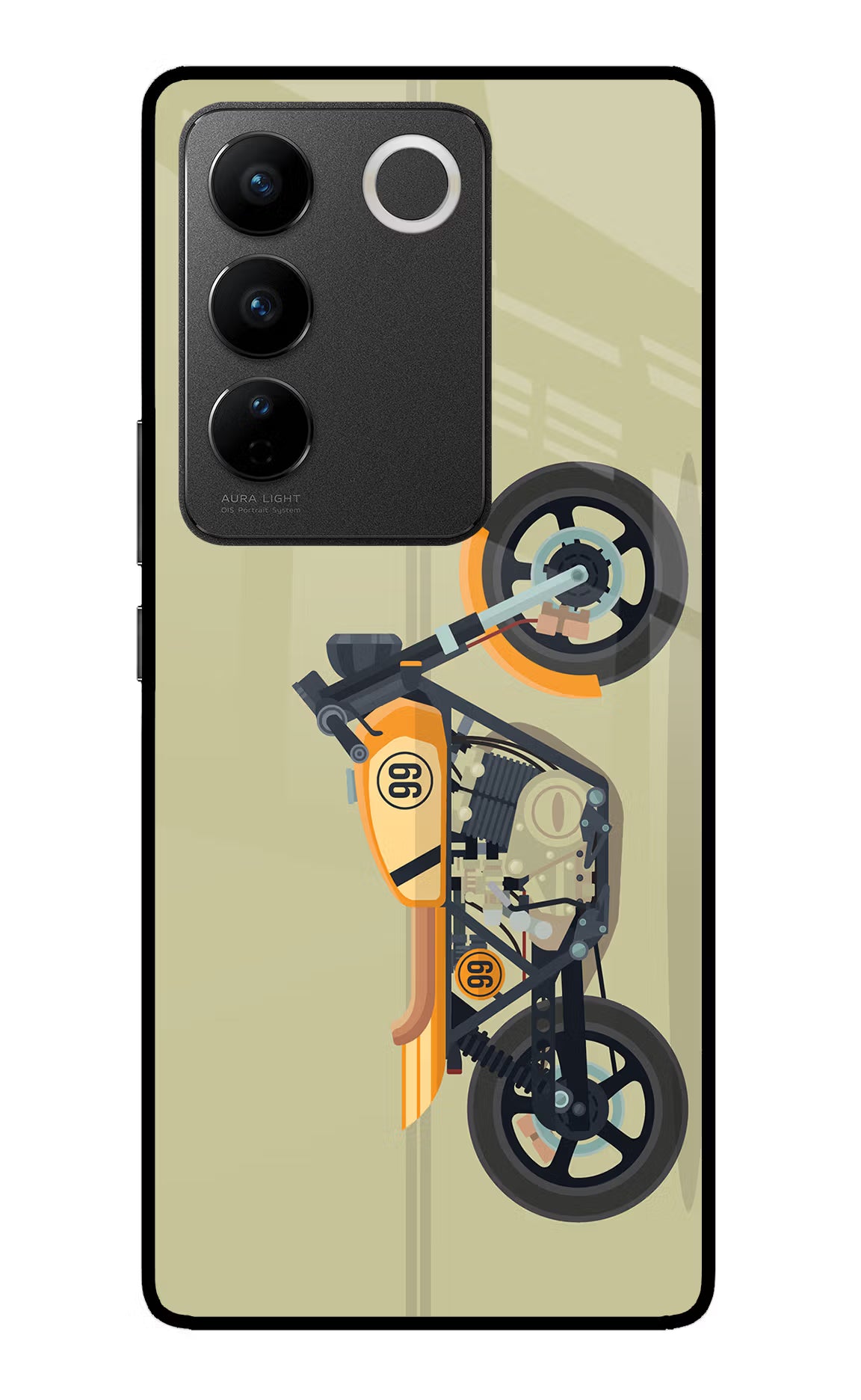 Vertical Speedster Vivo V27/V27 Pro Glass Case Back Cover by Casekaro