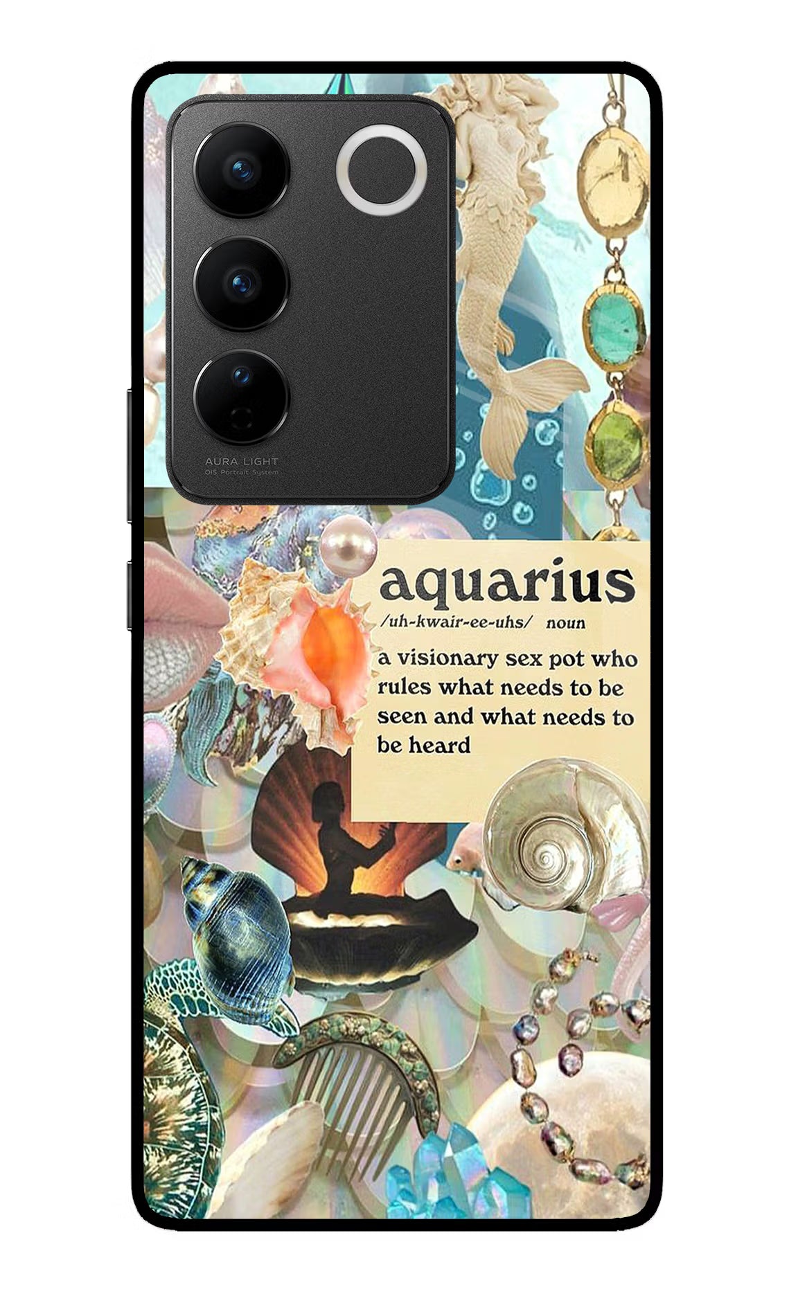 Aquarius Zodiac Vivo V27/V27 Pro Glass Case Back Cover by Casekaro