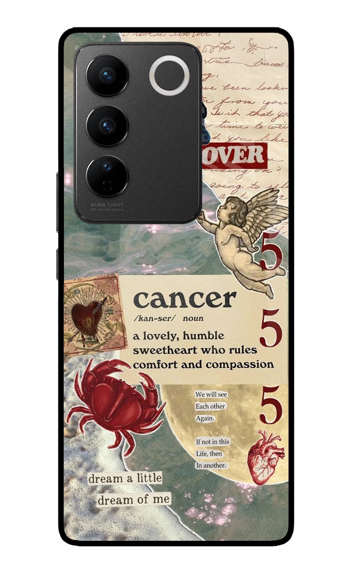 Cancer Zodiac Vivo V27/V27 Pro Glass Case Back Cover by Casekaro