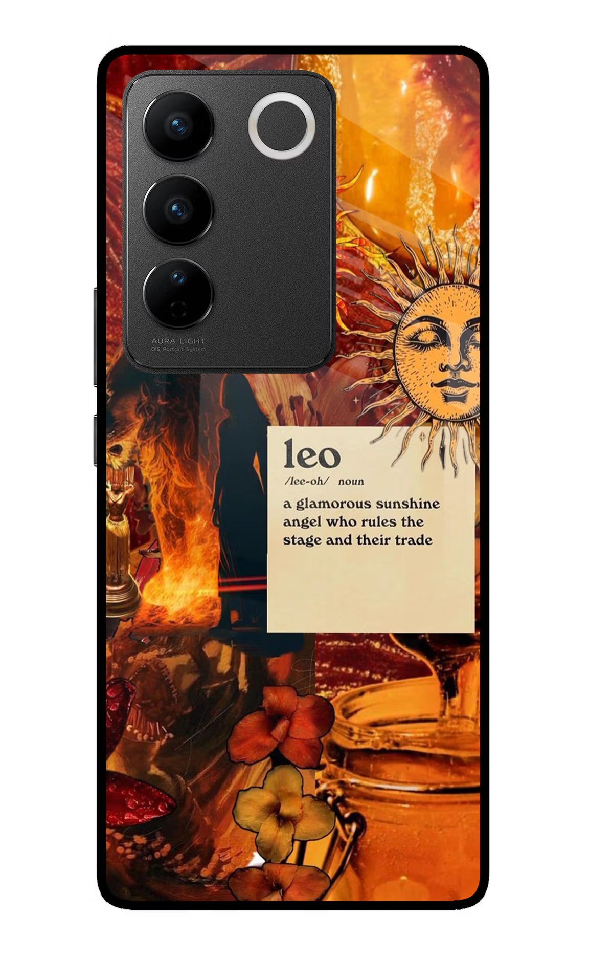Leo Zodiac Vivo V27/V27 Pro Glass Case Back Cover by Casekaro