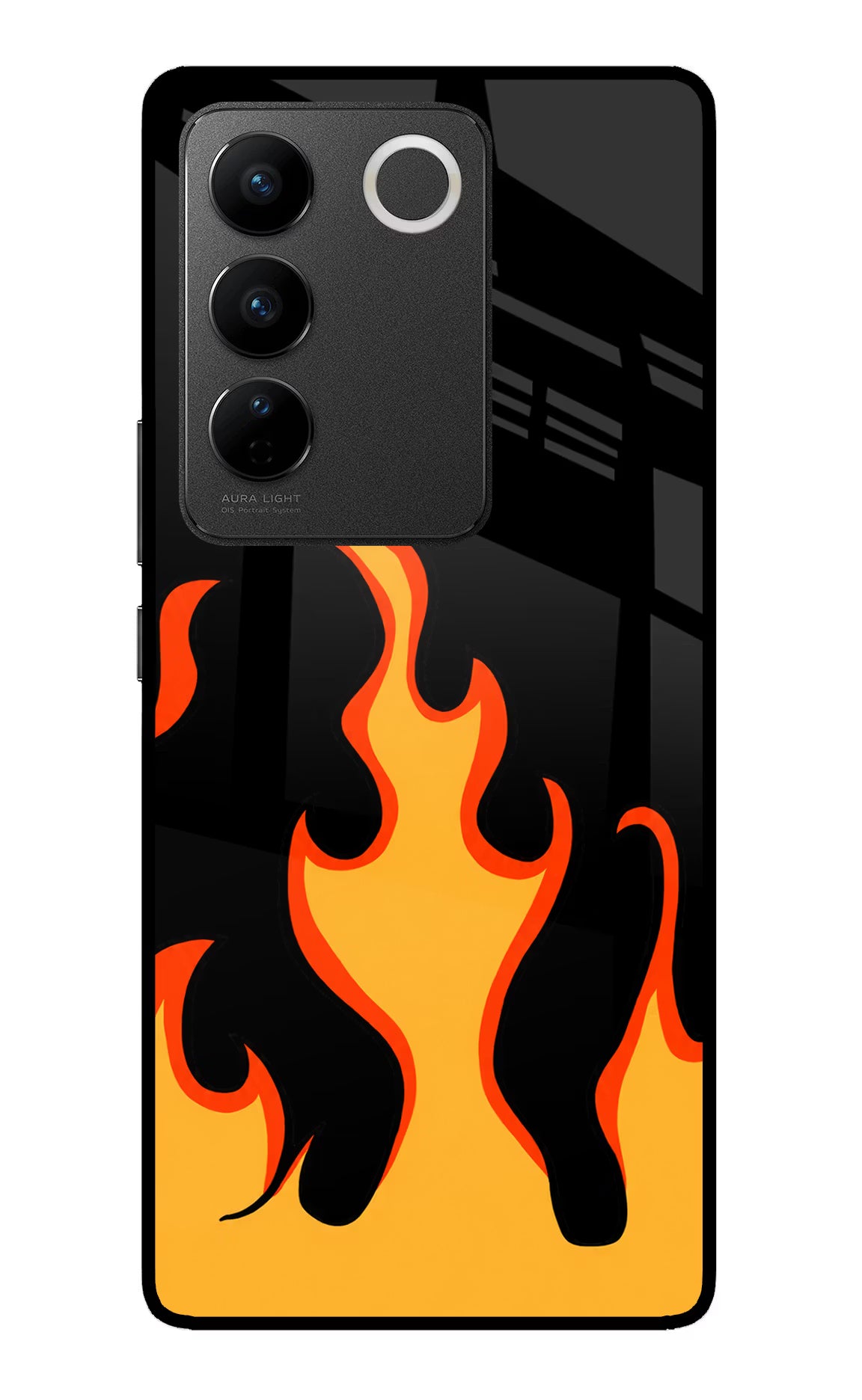 Fired Up – Black Vivo V27/V27 Pro Glass Case