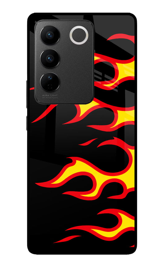 Side Sweep Flames Vivo V27/V27 Pro Glass Case