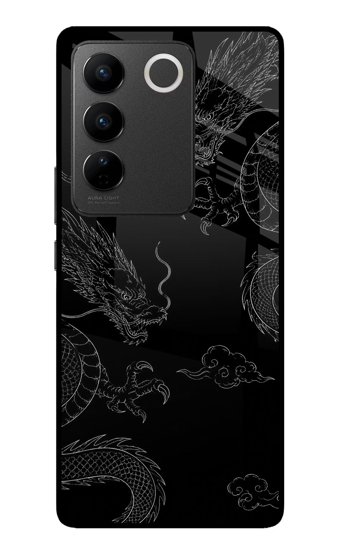 Twin Dragons Vivo V27/V27 Pro Glass Case Back Cover by Casekaro