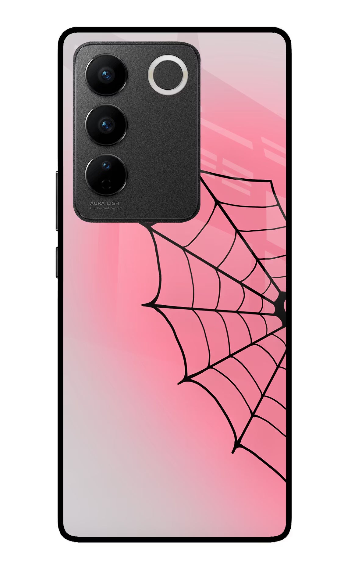 Pink Web Vivo V27/V27 Pro Glass Case
