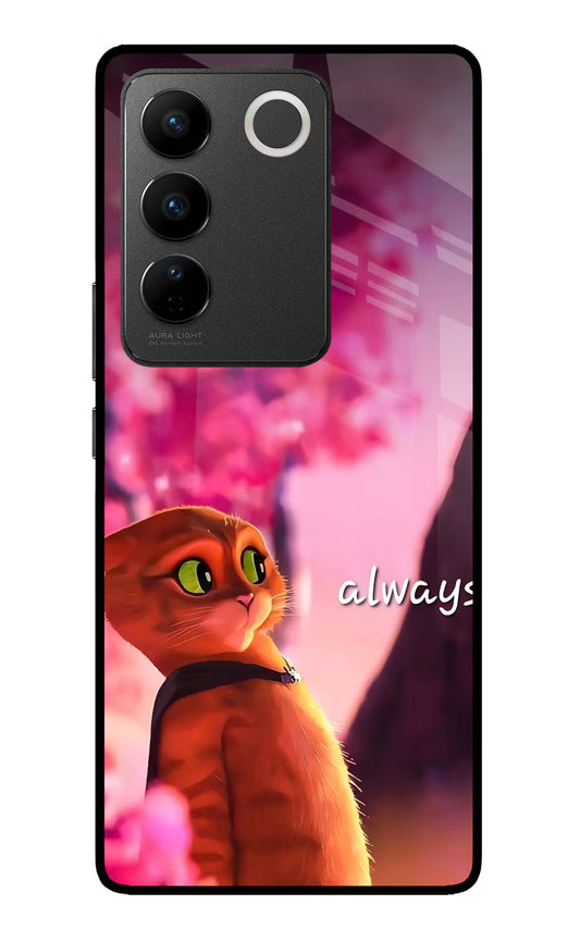 Always Cat Vivo V27/V27 Pro Glass Case