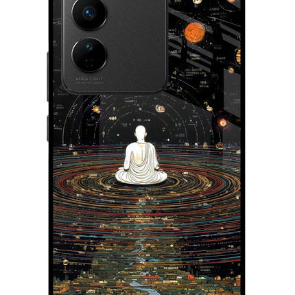 Space Monk Vivo V27/V27 Pro Glass Case Back Cover by Casekaro